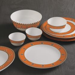 ZARAH PLATINI COLLECTION ORANGE GARNET DINNER SET