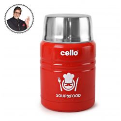 Cello Soup-Style Vacuum Insulated Steel Soup & Food Jar with Detachable Spoon