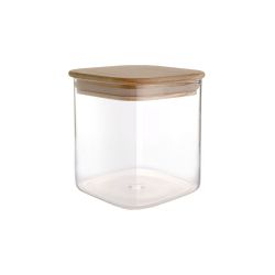 Cello Woody Cube Borosilicate Glass Jar clear