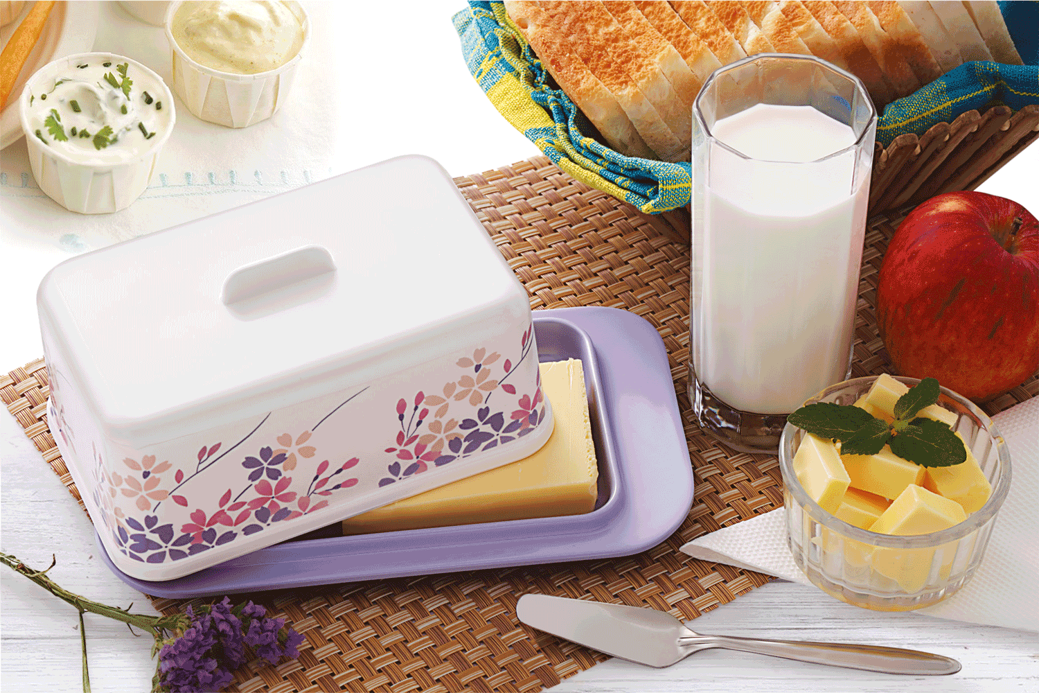 MELAMINE BUTTER BOX 1PCS SET PINK