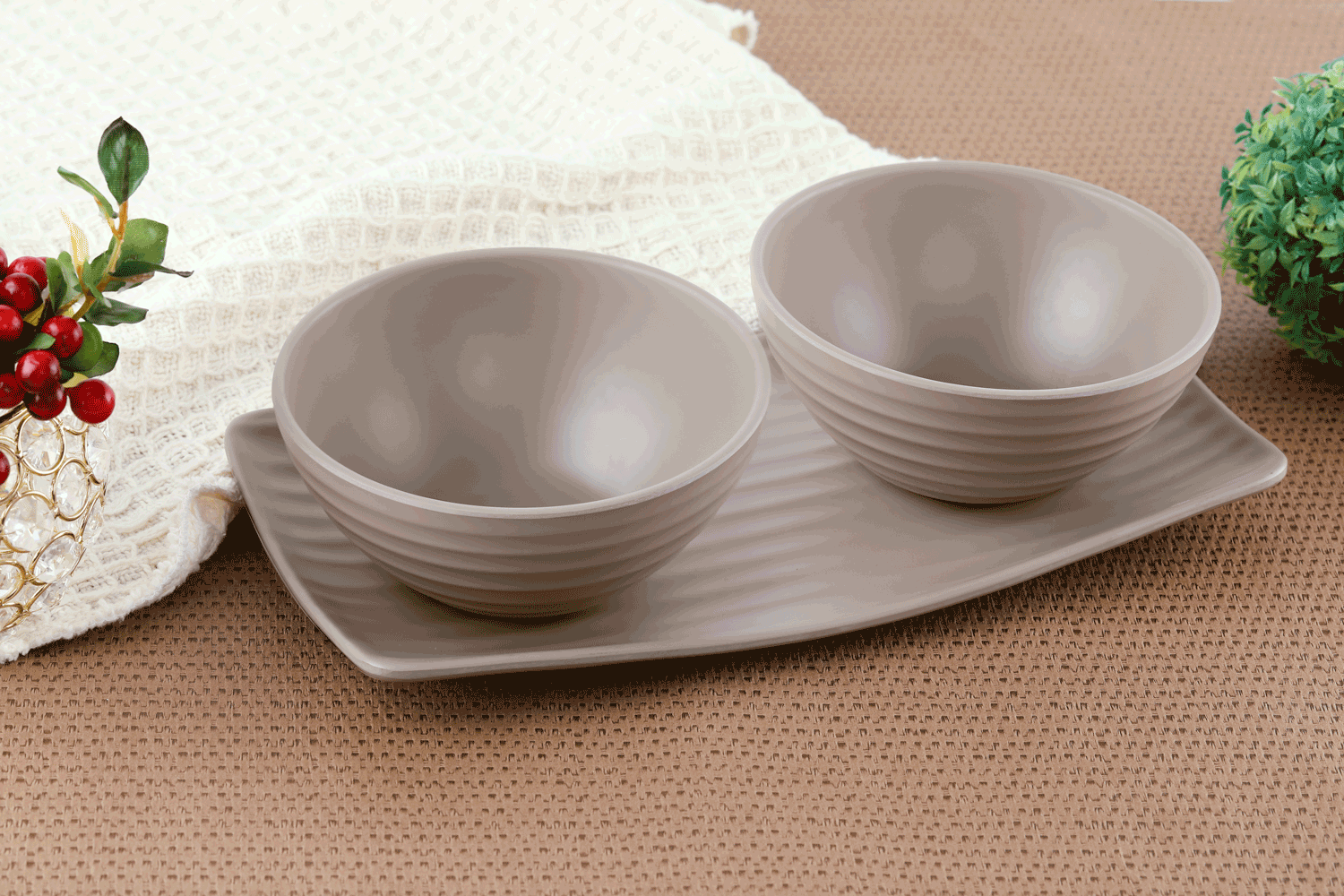 MELAMINE EARTHEN'S SNACKING SET GREY
