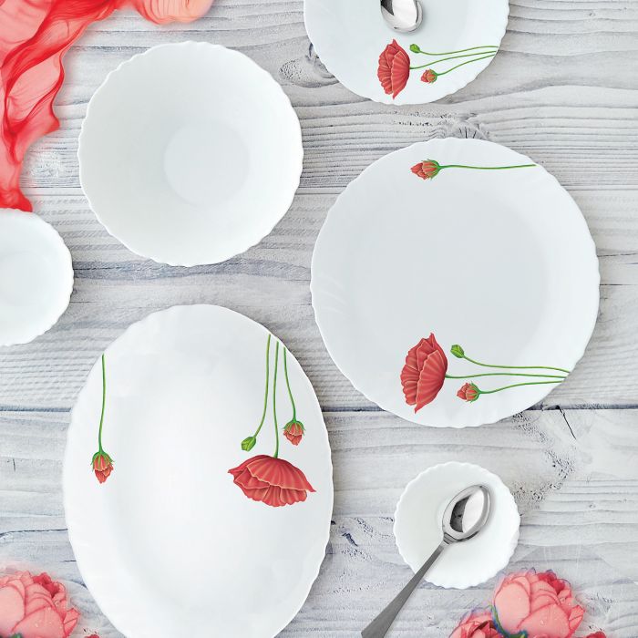 Red poppy dinnerware on sale