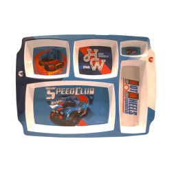 Hot Wheels Kids Rectangular 5 Divider Plate