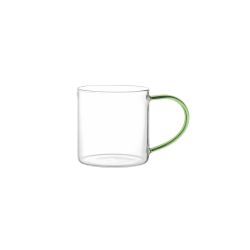 Cello Indico Borosilicate Glass Mug with Coloured Handle Set of 2