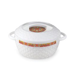 Cello Wicker Plastic Casserole with Lid 1000 ml White