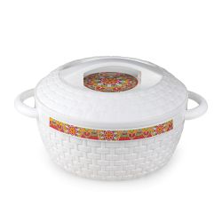 Cello Wicker Plastic Casserole with Lid 1500 ml White