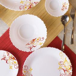 Yellow Scroll Dinner Set