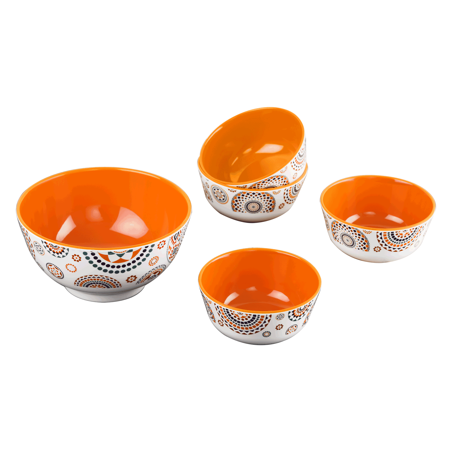 MELAMINE DUAL DELIGHT PUDDING 5PCS SET ORANGE