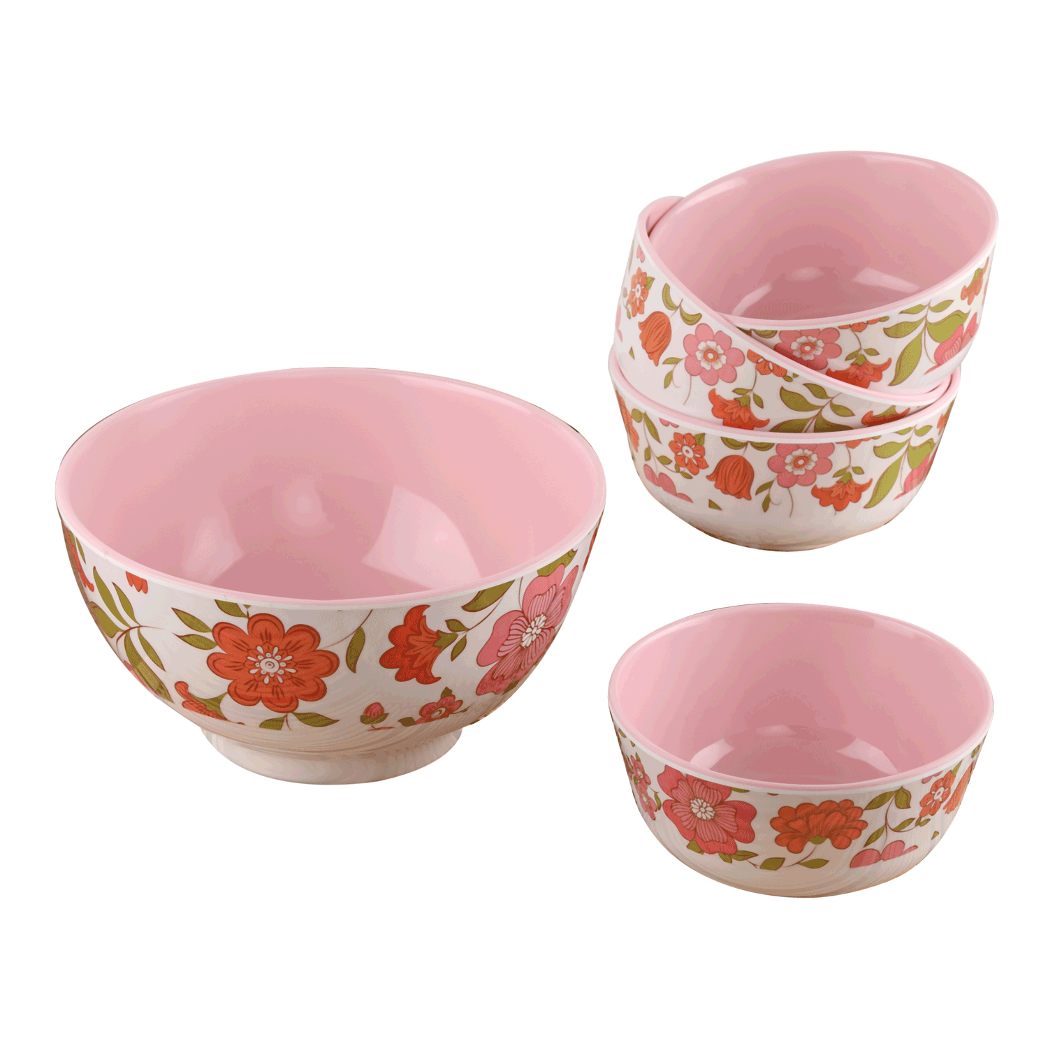 MELAMINE DUAL DELIGHT PUDDING 5PCS SET PINK