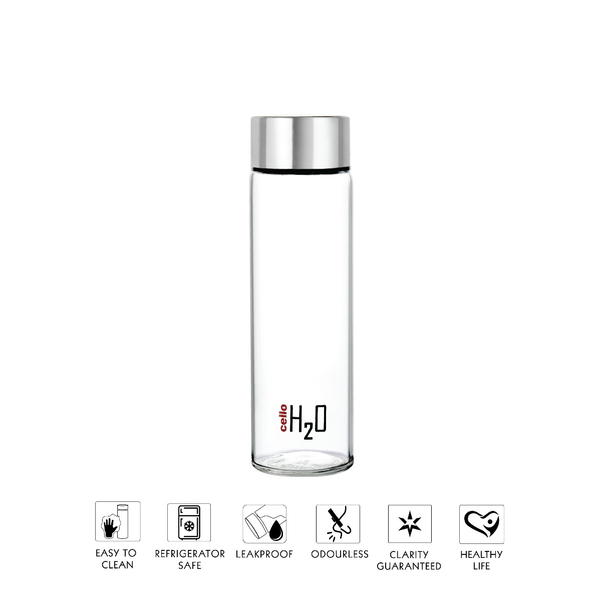 H2O steelox glass bottle